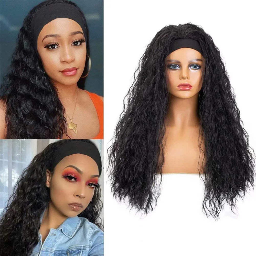 Perruque Headband Tresses Africaines Synthétique | 3 Brins | Queue de Cheval | Couvre-Cheveux | Fibre | Femme