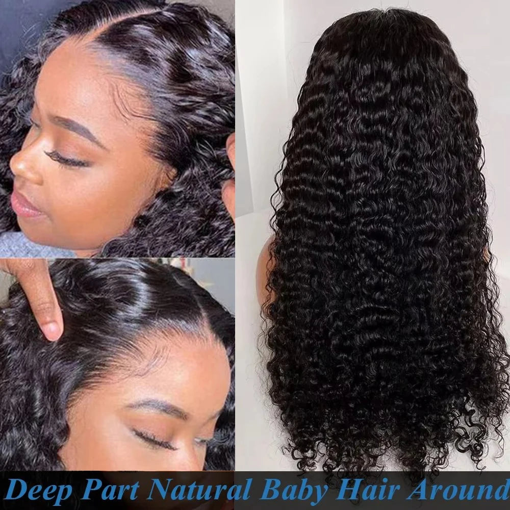 Perruque Deep Wave Cheveux Humains | 13x4 & 13x6 Lace Front | 200% Densité | Curly Frontal | Femme