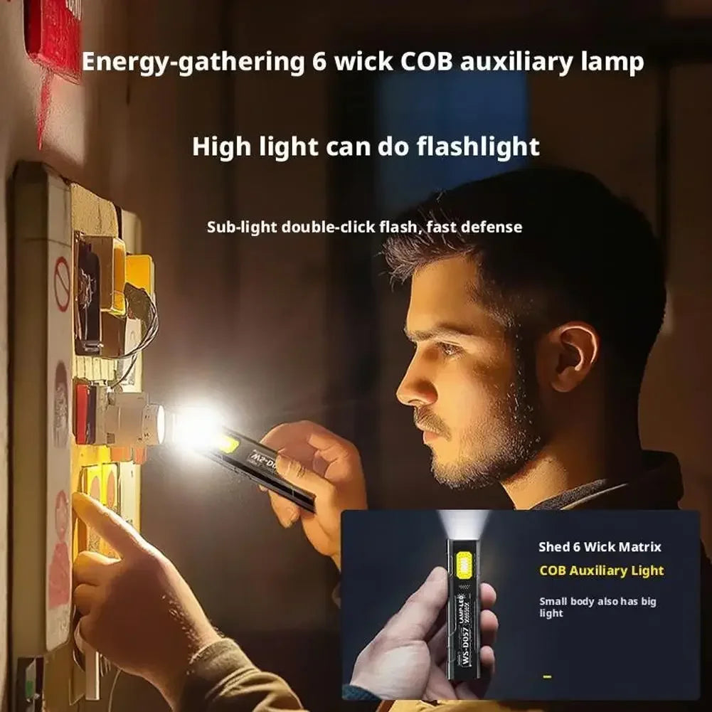 Mini Portable Rechargeable LED Torch Light, Waterproof Outdoor Work Pocket Flashlight with Magnetic Grip, Compact LED Flashlight