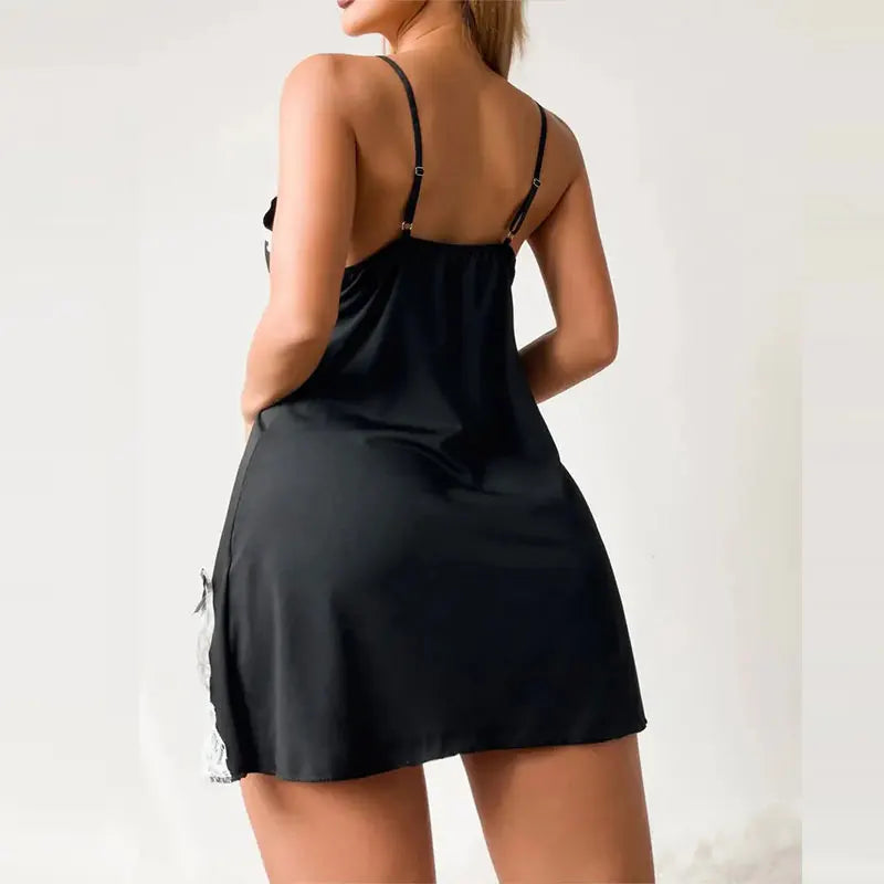 Ensemble Lingerie Grande Taille | Soutien-Gorge Dentelle & String | Robe Nuisette Col V Fente | Tenue Sexy