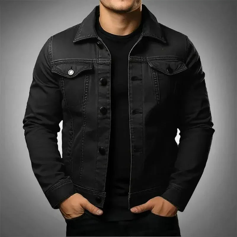 Men's Fashion Casual Washed Denim Jacket Autumn Loose Plus Size Denim Jacket Men's Jacket