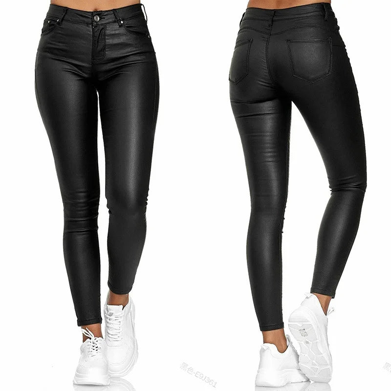 Pantalon Cuir PU Femme 2025 Mode Sexy | Élastique Casual | Legging Solide Bodycon | Streetwear