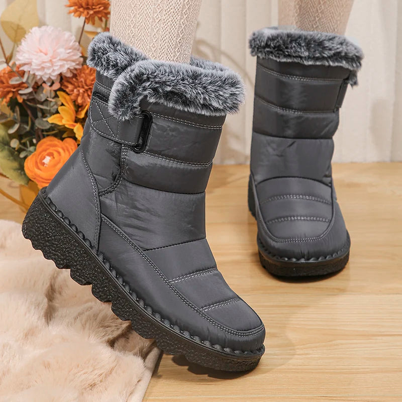 Bottes de Neige Femme 2026 | Fausse Fourrure Peluche | Cheville | Antidérapantes | Grande Taille
