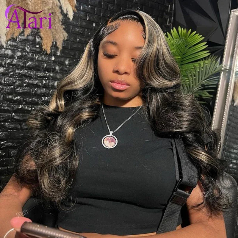 Perruque Body Wave Highlight Blonde 27 | Noir | 13x4 & 13x6 Lace Transparent | Pré-Pluçuée | Cheveux Humains | Femme