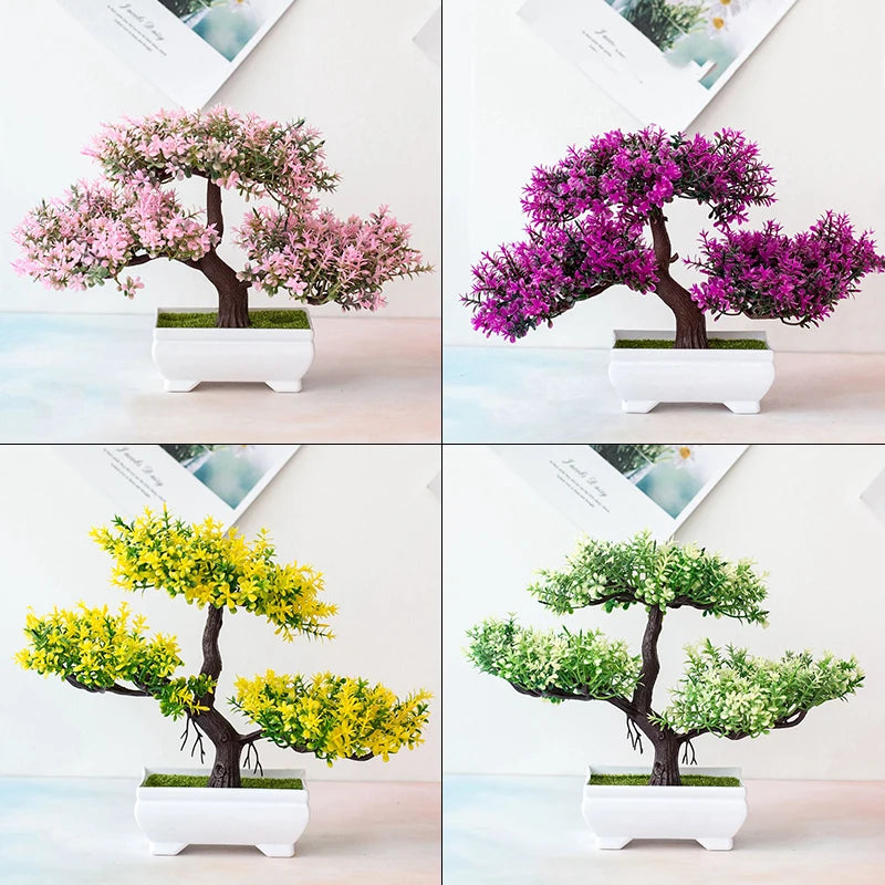 Bonsaï Artificiel Pot | Arbre Faux Fleurs | Décoration Bureau, Salon & Hôtel
