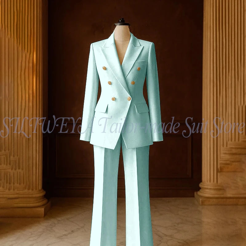 Ensemble Tailleur 2 Pièces Femme | Veste Double Boutonnage & Pantalon Droit | Élégant Bureau Toutes Saisons | Sur Mesure