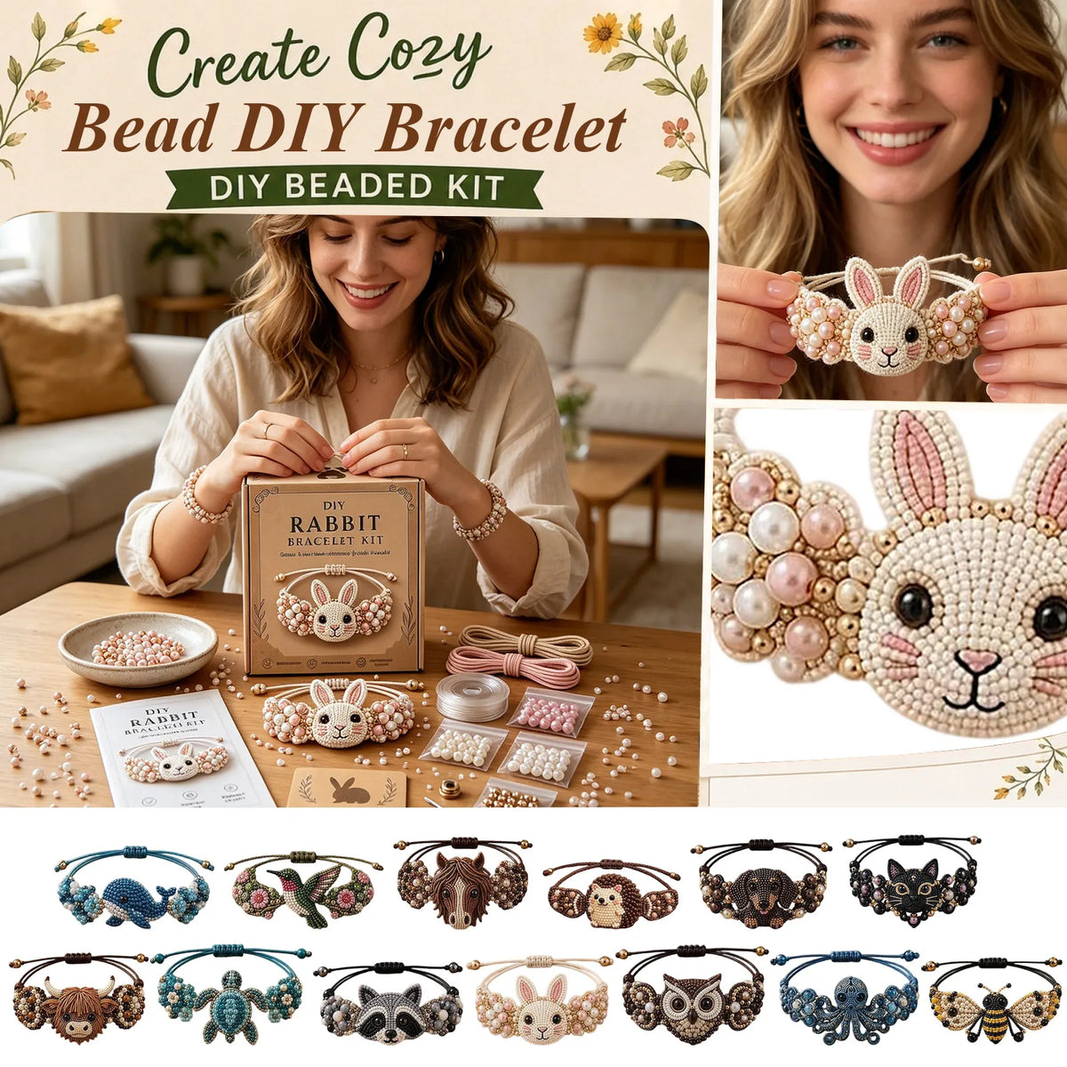 DIY Beaded Bracelet Making Kit with String for Adult and Kids Creative Handmade Bracelet Set Unique Gift for Friends