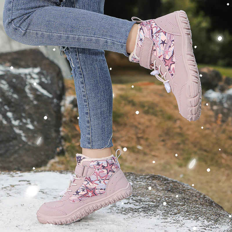 Bottes de Neige Enfants Pieds Nus | Bout Large | Imperméables Fourrure | Froid Extérieur | Garçons & Filles