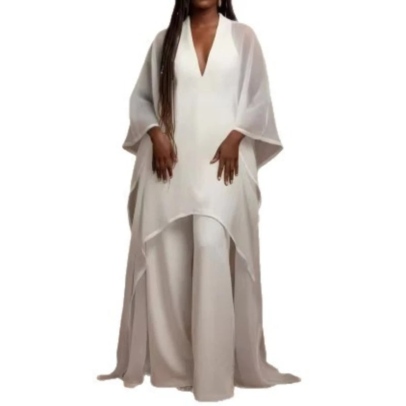 Ensemble 2 Pièces Femme Y2k | Top Col V Manches Longues & Pantalon Jambe Large Taille Haute | Streetwear Élégant Casual