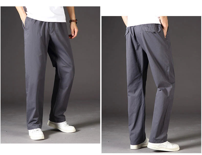 Pantalon cargo ample en coton pour homme | Taille élastique