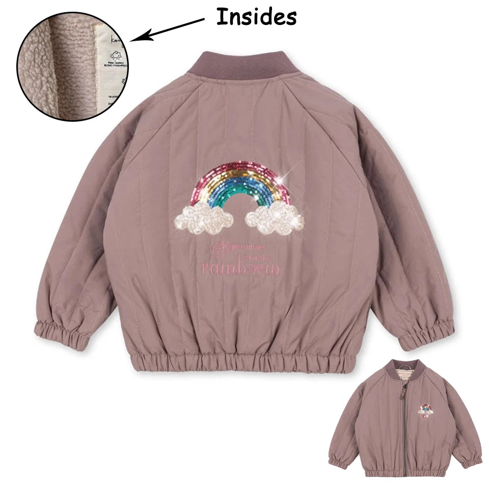 Manteau Polaire Paillettes Fille | Laine d'Agneau | Broderie Garçon | Vêtement Enfant Hiver
