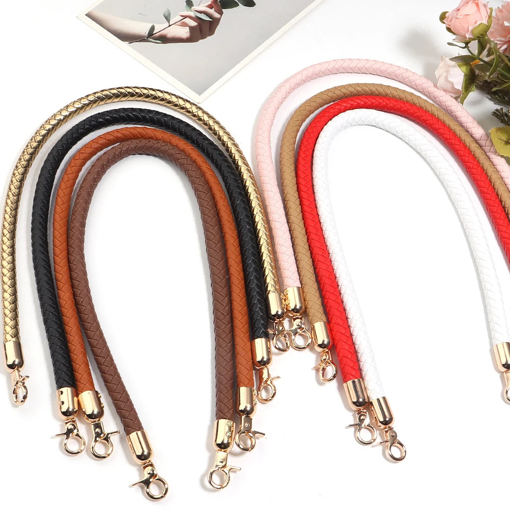 30/60cm Fashion PU Leather Woven Handbag Handles Metal Buckle for Women Bag Purse Replace Shoulder Strap Handle Bag Accessories
