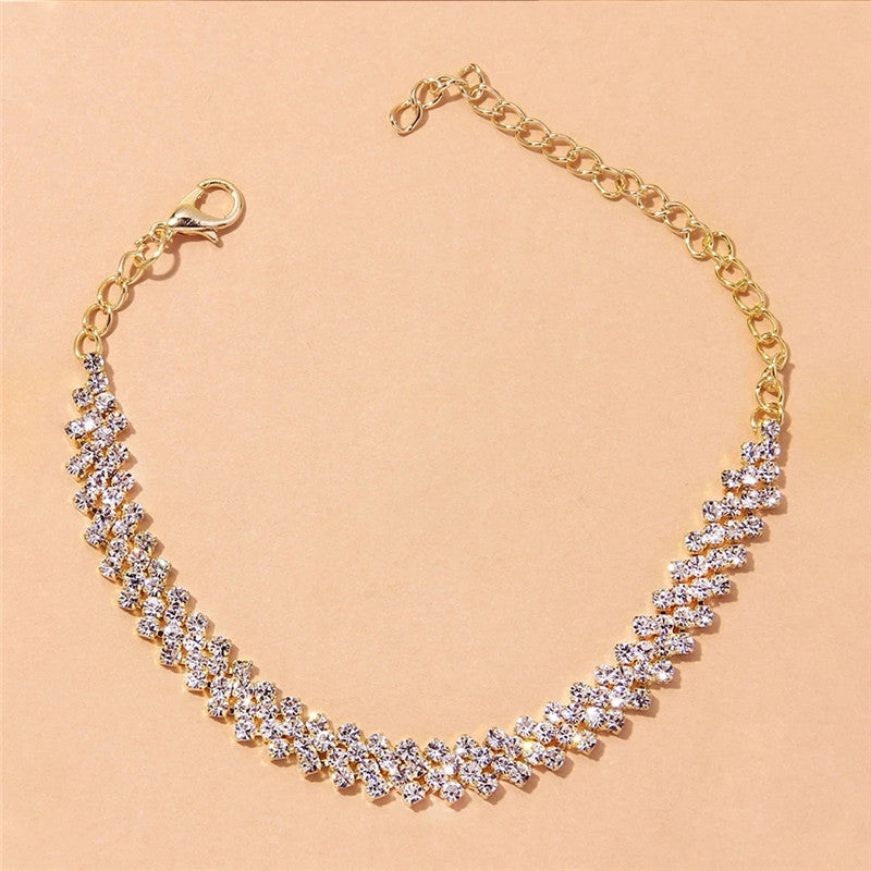 Bracelet de Cheville Zircone Cubique Éblouissant | Argent | Chaîne Pied | Sandales Nu-Pieds | Bijou Femme