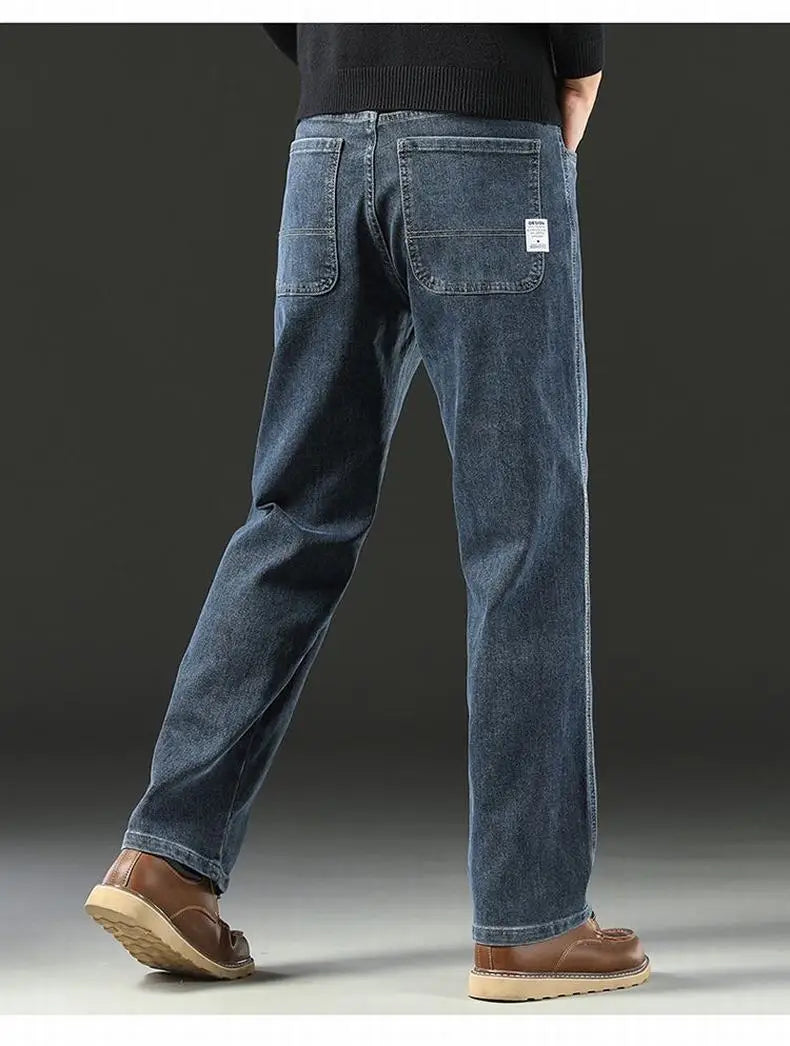 Jean droit ample en denim pour homme | Taille mi-haute