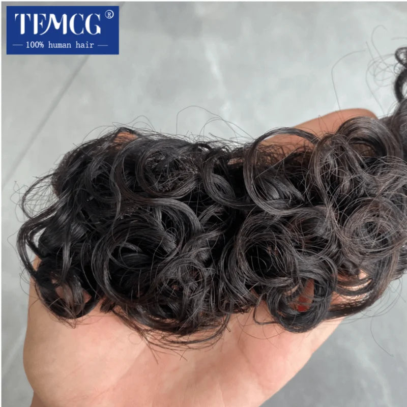 Toupét Homme Cheveux Humains Bouclés | Ligne Frontale Réaliste | Base PU Fine | Style V | Perruque Masculine