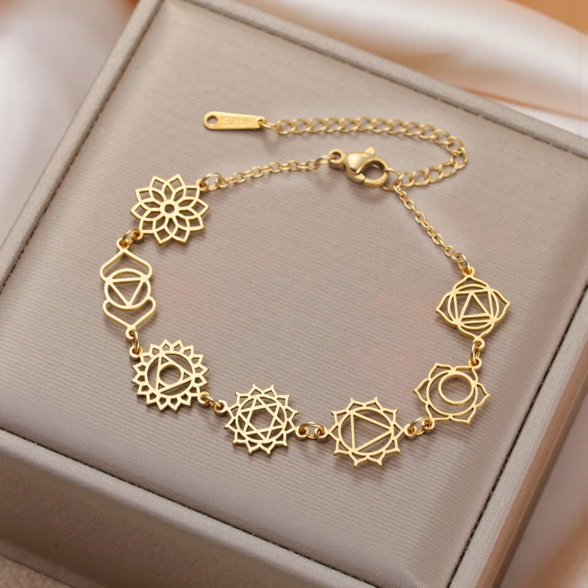 Bracelet Charme 7 Chakras Yoga | Acier Inoxydable | Bijou Spirituel Femme | Cadeau Anniversaire