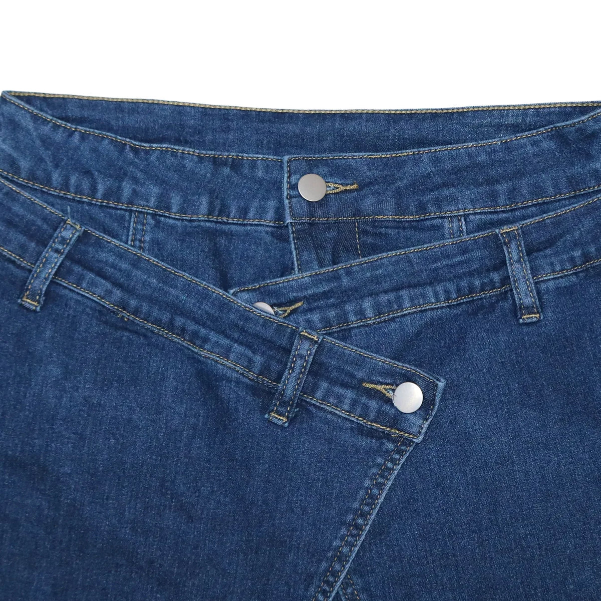 Vintage Washed Denim Wide Leg Pants Women Asymmetrical Wrap Overlap High Waist Y2K Streetwear Casual Fashion Baggy Jeans