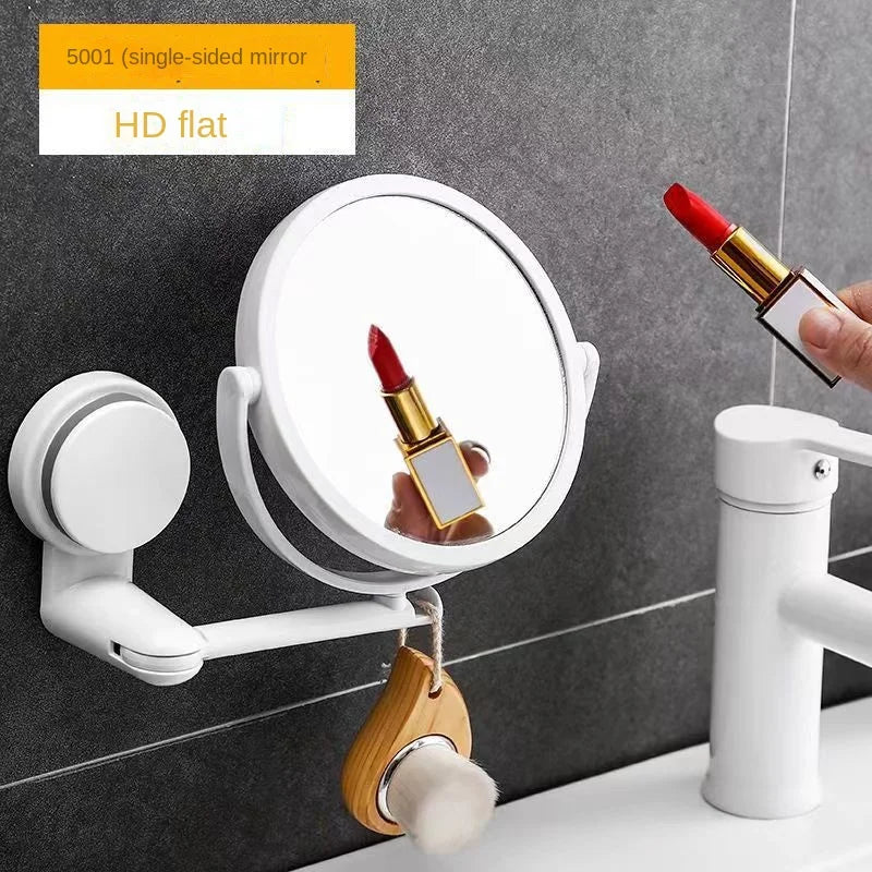 Wall Mirror Folding Arm Extendable Bathroom Mirror, No-Drill Swivel Bathroom Mirror, Suction Arm Double-Sided Cosmetic Makeup Mirror