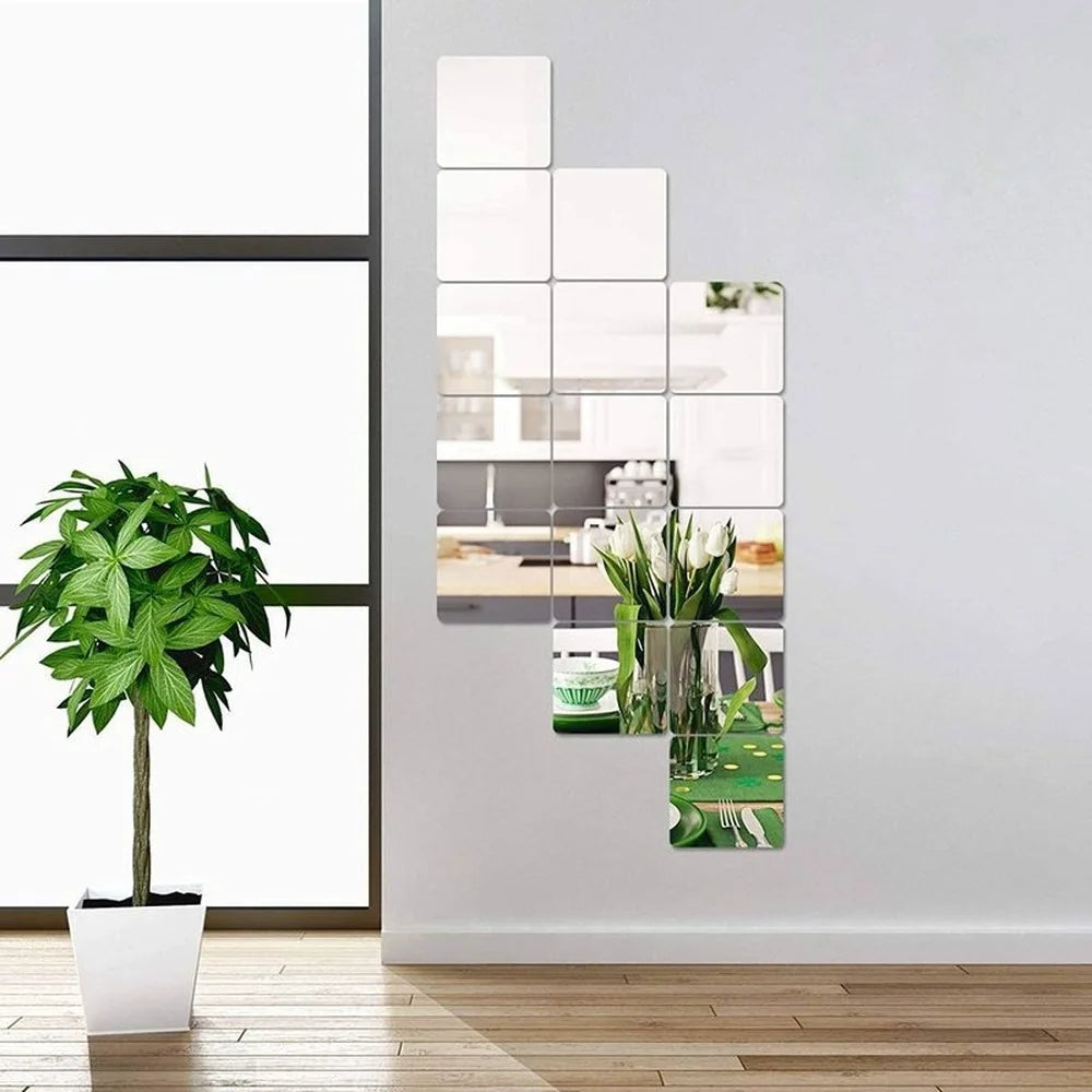 5/12Pcs Mirror Wall Sticker 15CM Self-Adhesive Decal DIY Mirror Stickers 3D Wall Decal for Home Living Room Bedroom Decor