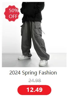 Men's Cargo Pants Fashion Hip Hop Multi-pocket Trousers Trendy Streetwear Solid Sweatpants Casual Trousers for Men