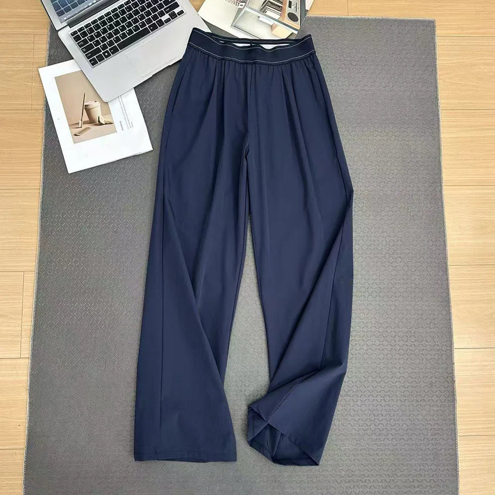 Pantalon Large Séchage Rapide Taille Haute Femme | Élastique Léger | Entraînement Casual Été