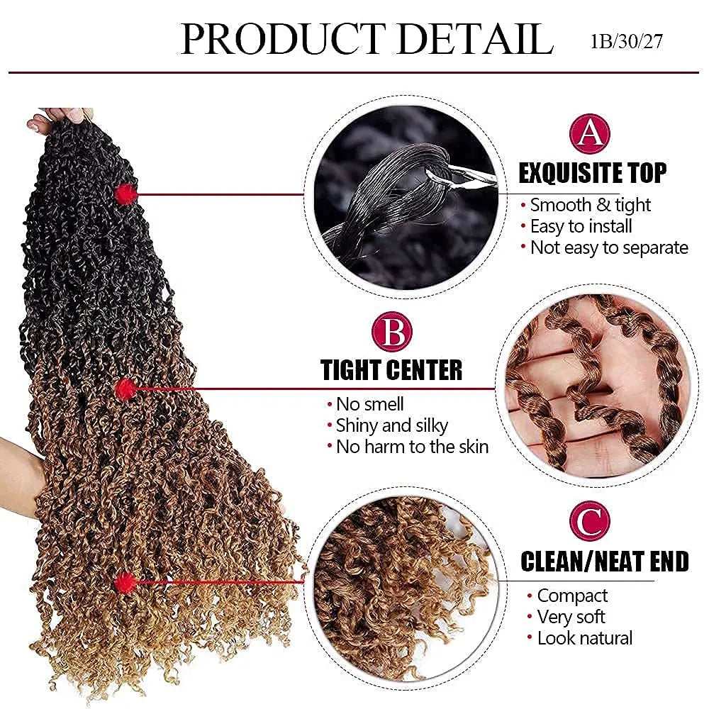 Tresses Crochet Senegalese Twist Bouclées Longues | Ombre Brun Blonde | Pré-Loop | Passion Twist | Synthétique