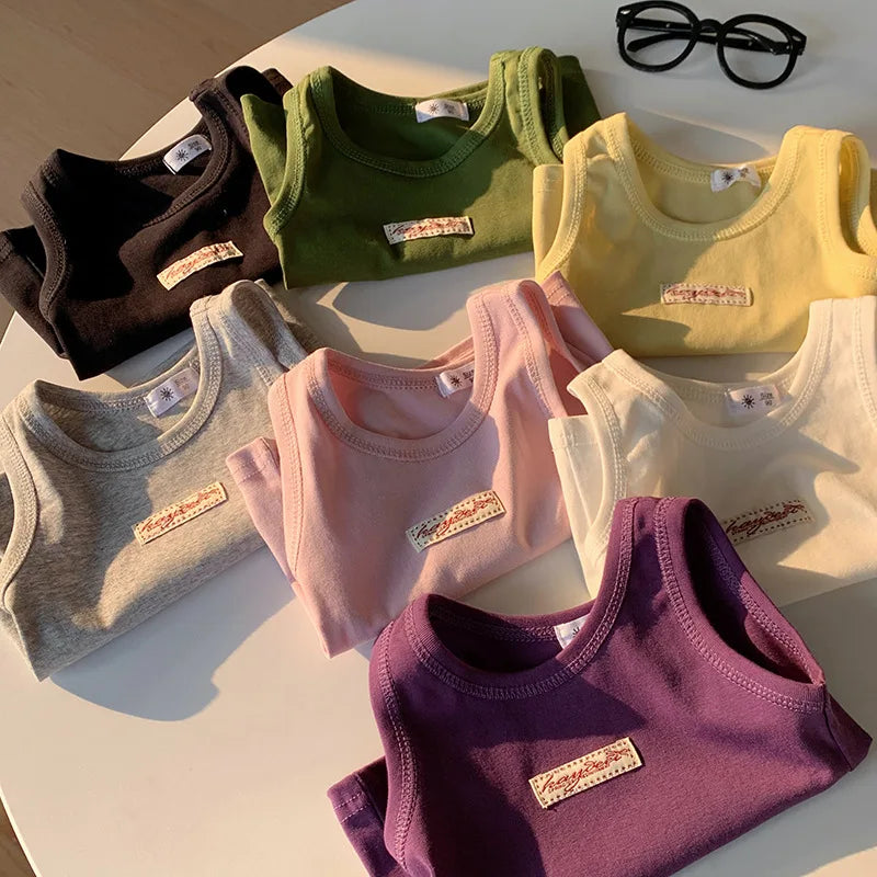 Fashion Children T-shirt For Girls Boys Cotton Vest Tops Kids Summer Clothes Sleeveless T-shirt