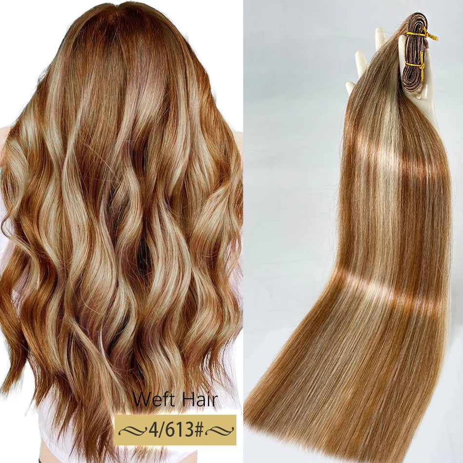 Tissage Weft Remy Européen | Lisse & Bouclable | Blonde Naturelle | 18-30 Pouces | Extensions Salon