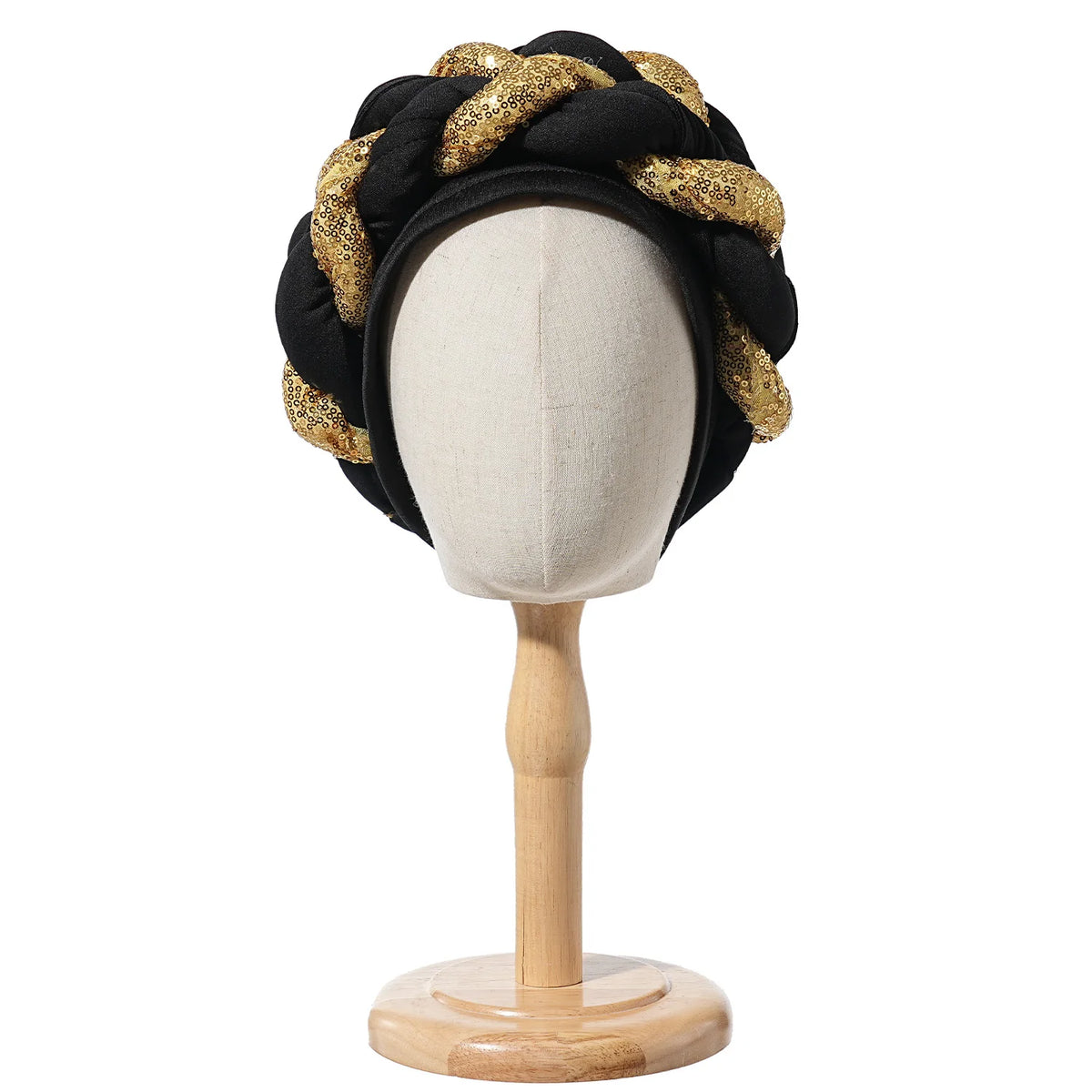 Spangle Big Braids Head Wrap Twisted Head Turbans Headwear, Wedding Heads Turban, Hair Cover Accessories
