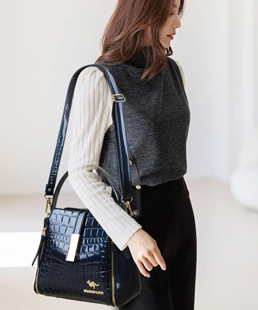 Sac à Main Femme Retro | Motif Crocodile Designer | Sacoche & Bandoulière | Cuir | Clutch Élégant