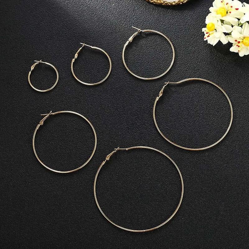 Set 12 Boucles Créoles Femme | Couleur Or | Grandes Rondes | Set Loop Élégant | Bijou Mode Tendance