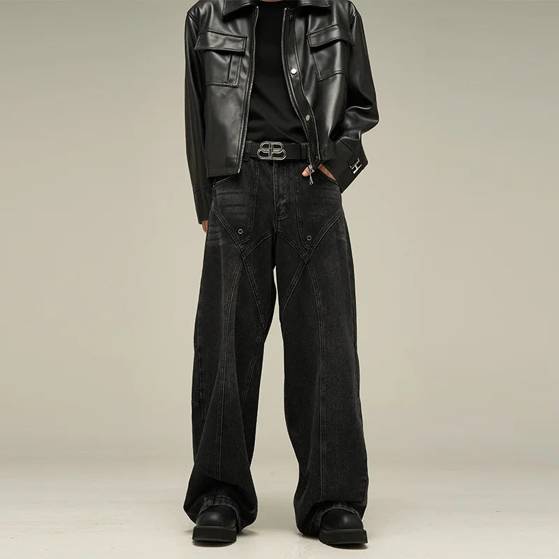 Baggy Jeans Men's American Style Personality Vintage Wide Leg Trousers All-Match Washed Fashion Streetwear Handsome Cool Pants