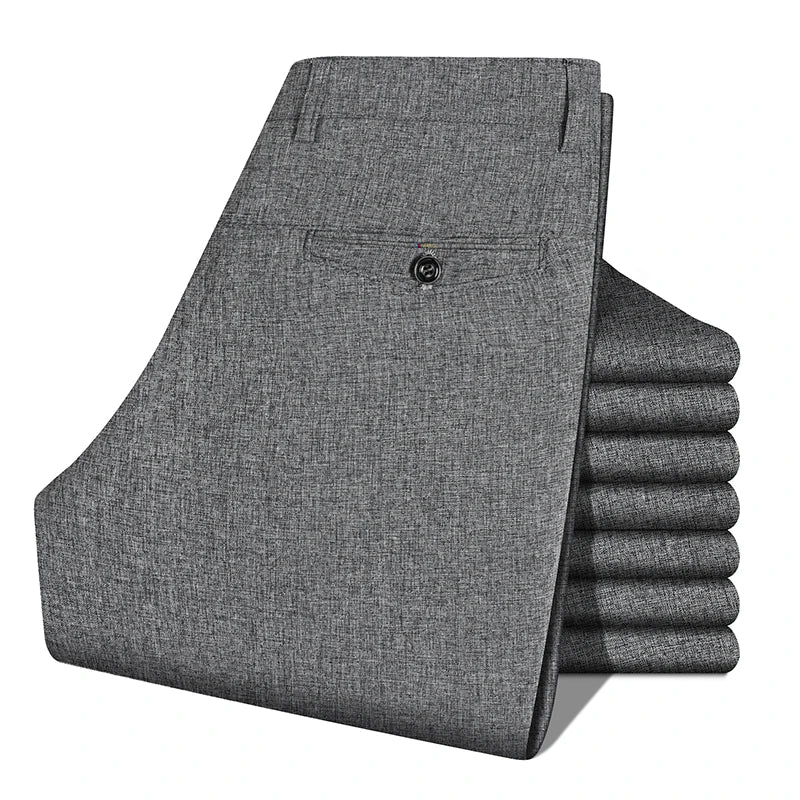 2026 Men's Trousers Dress Straight Pants Spring Summer Male Work Suit Pants Husband Father Black Grey Formal Pants
