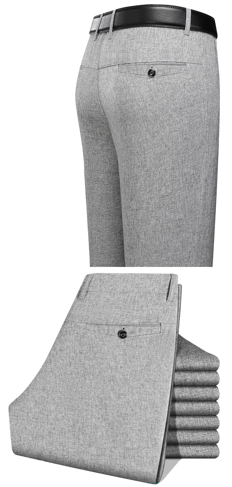 2026 Men's Trousers Dress Straight Pants Spring Summer Male Work Suit Pants Husband Father Black Grey Formal Pants