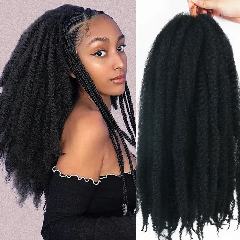 Marley Twist Braiding Hair Crochet Braids Long Afro Kinky Synthetic Fiber For Braiding Hair Extensions