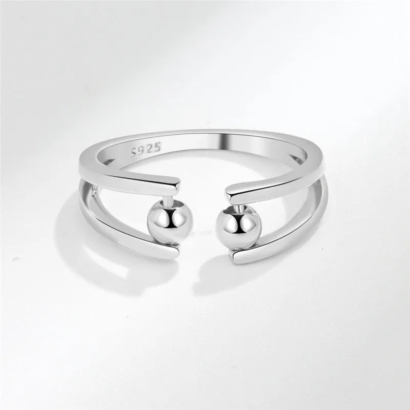 Rotating Jewelry Adjustable Anxiety Ring For Women Girls Fashion Flower Round Beads Pendant Finger Rings Anti-Stress Gifts