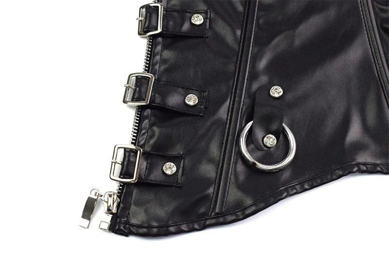 Corset Bustier Faux Cuir Femme Sexy | Boucles Sur-Buste | Sculptant Gilet | Taille Formant