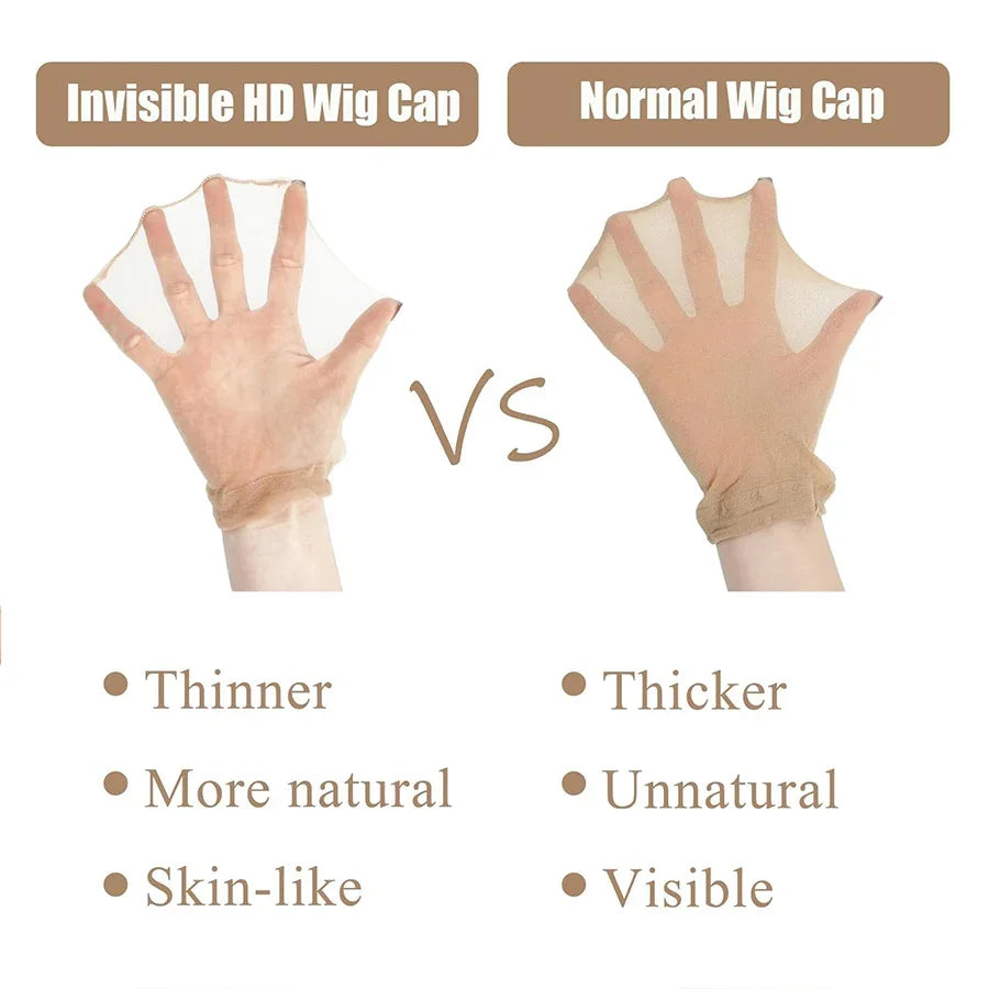 100Pcs HD Wig Caps High Quality Transparent HD Hair Nets Weave Nylon Stretchy Lace Front Wig Cap for Women Men Light Brown