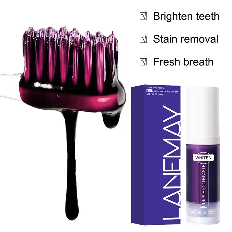 Dentifrice Blanchissant Violet V34 | Élimine Plaque & Taches | Haleine Fraîche | Hygiène Dentaire