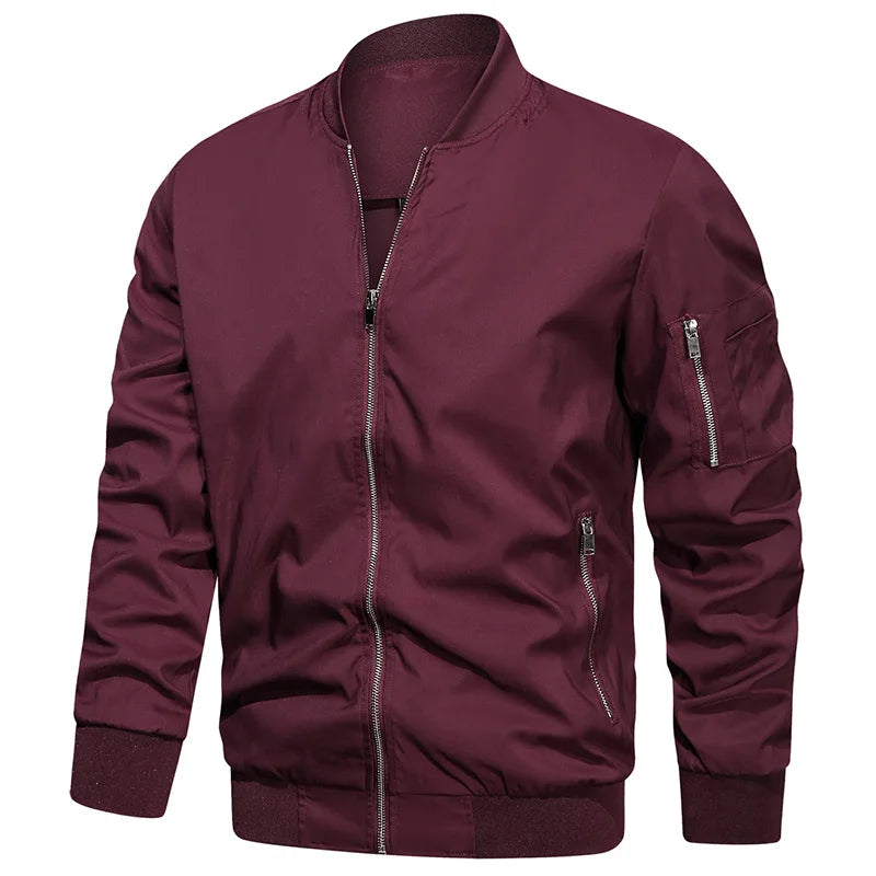 Men's Autumn Bomber Jacket Casual Spring Full Zipper Varsity Baseball Coat Fashion Lightweight Sport Track Jacket US/EU Size