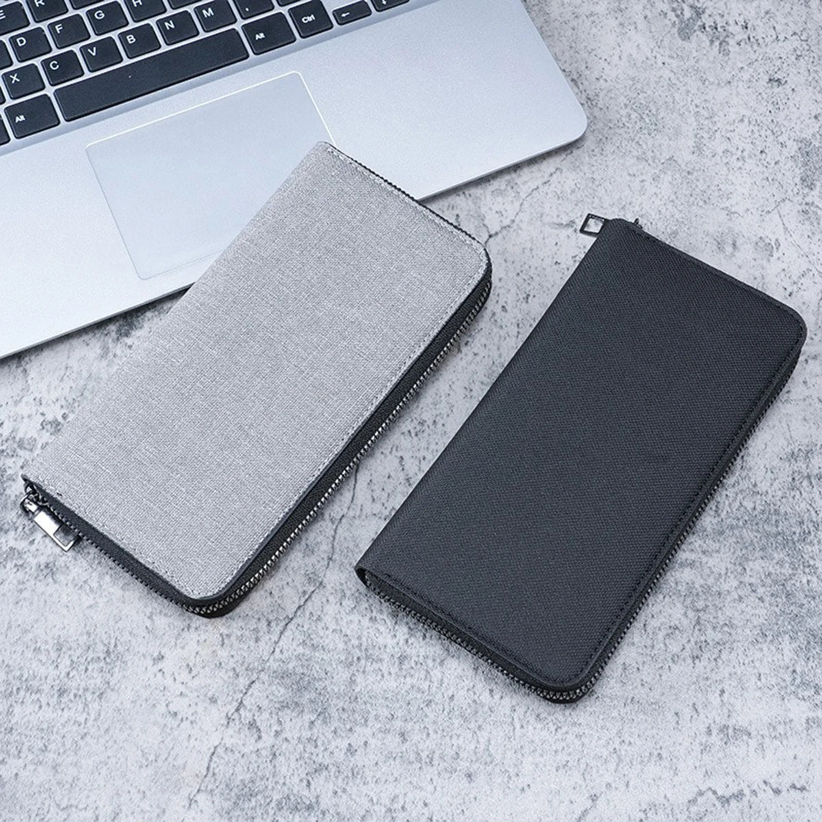 Men's Long Wallet Large Capacity Multiple Card Slots Canvas Zippered Purse Business Handbag Card Holder Wallet Coin Bag