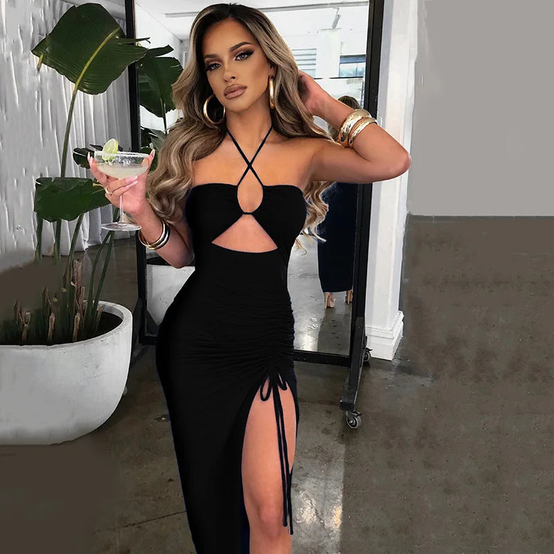 Sleeveless Sexy Female Midi Backless Dresses Slim Night Club Party Women's Dress Bodycon Elegant Dresses for Women
