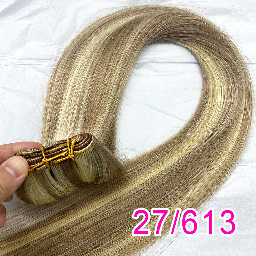 Tissage Weft Remy Européen | Lisse & Bouclable | Blonde Naturelle | 18-30 Pouces | Extensions Salon