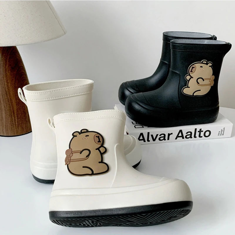 Kids Rain Boots Cartoon Waterproof Rubber Shoes Anti-slip Outdoor Rain Footwear for Boys Girls Ages 3-12