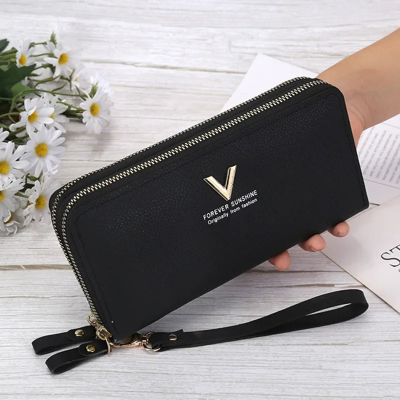 Portefeuille Long Femme | Gland Décoratif | Porte-Monnaie & Porte-Cartes | Cuir PU | Clutch