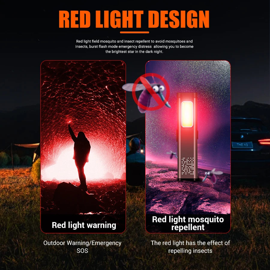 Mini Portable Rechargeable LED Torch Light, Waterproof Outdoor Work Pocket Flashlight with Magnetic Grip, Compact LED Flashlight