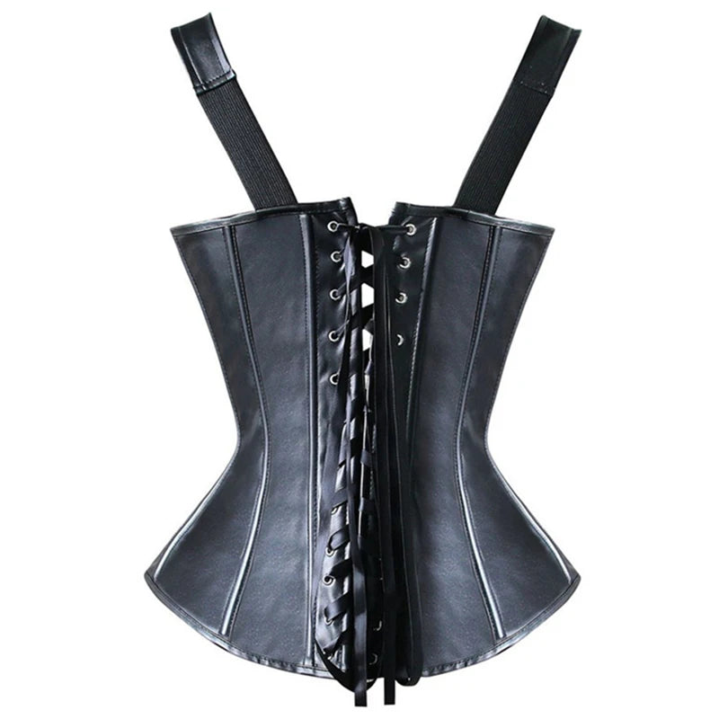 Corset Bustier Faux Cuir Femme Sexy | Boucles Sur-Buste | Sculptant Gilet | Taille Formant