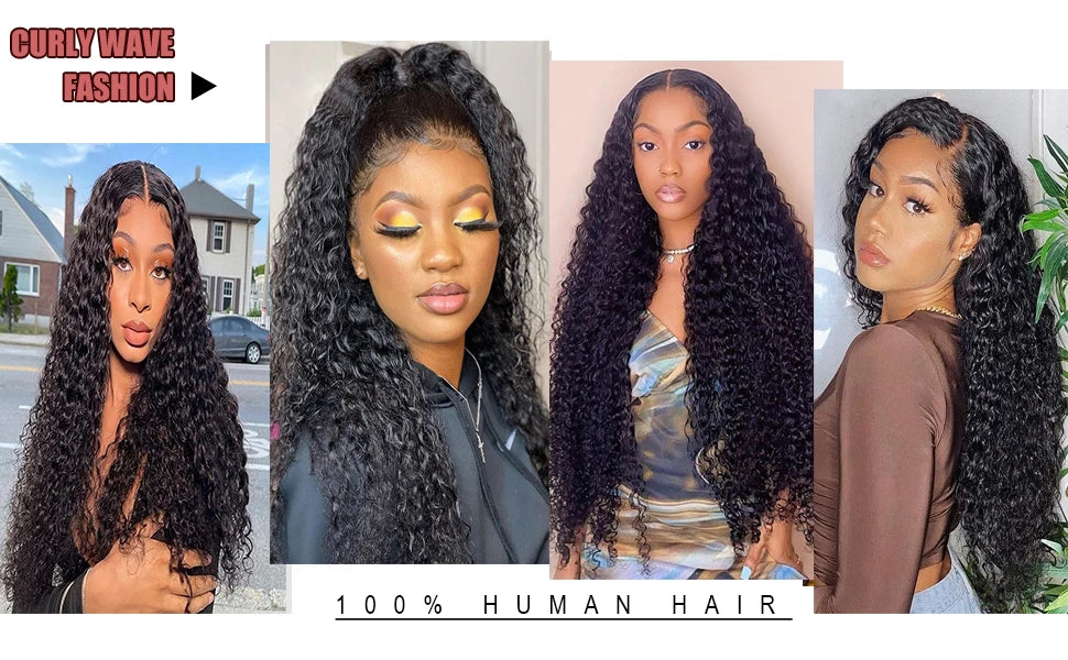 Perruque Kinky Curly U/V Part | Sans Laisse | Sans Colle | Deep Wave | 180% Densité | Cheveux Humains Brésiliens