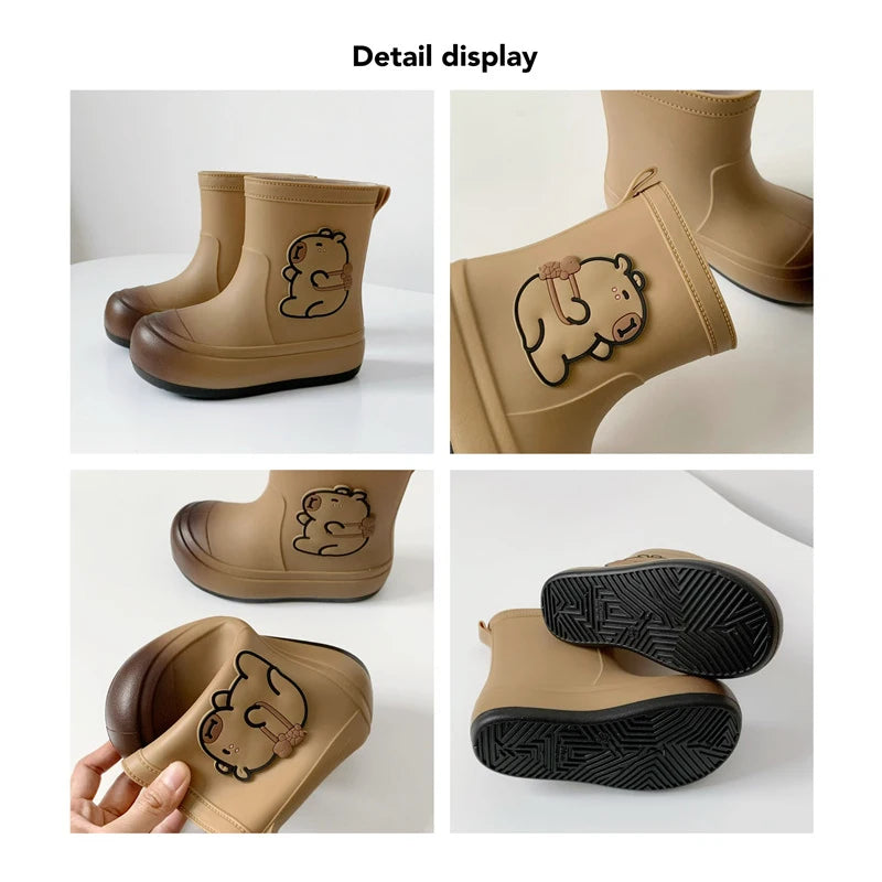 Kids Rain Boots Cartoon Waterproof Rubber Shoes Anti-slip Outdoor Rain Footwear for Boys Girls Ages 3-12