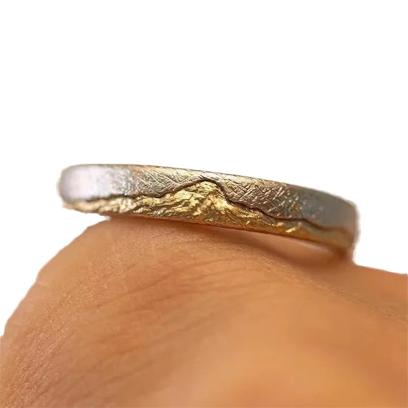 Men's Ring 925 Sterling Silver Jewelry Adjustable Trendy Gold Mountain Design Ring Male Index Finger Accessories